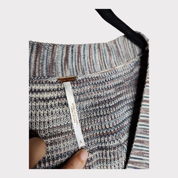 Free People Womens Mercury Sweater Gray Small 1/4 Button Gray Cotton Knit Layer - Picture 5 of 8